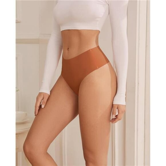 Womens High Waisted Seamless Thongs No Show Underwear Panties 6 Pack - Picture 2 of 7